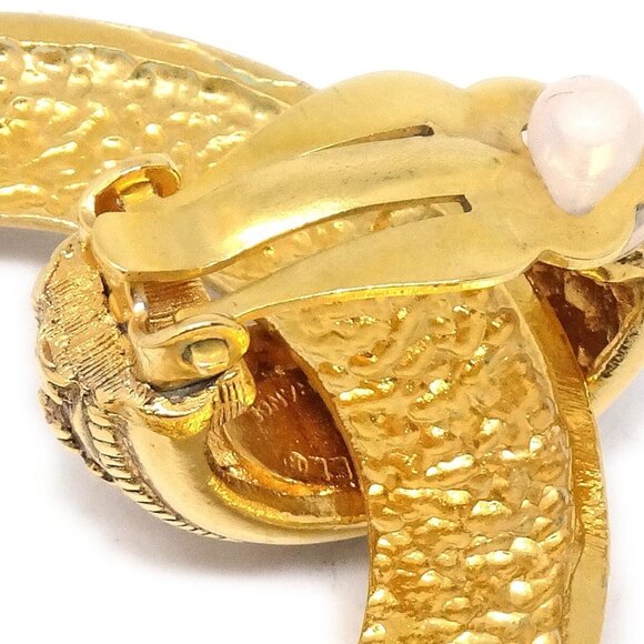 Chanel Dangle Hoop Earrings Clip-On Gold - Picture 3 of 4